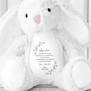 We Promise To Love You Floral Wreath - Personalized Stuffed Bunny - KID767_BUN