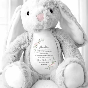 We Promise To Love You Floral Wreath - Personalized Stuffed Bunny - KID767_BUN