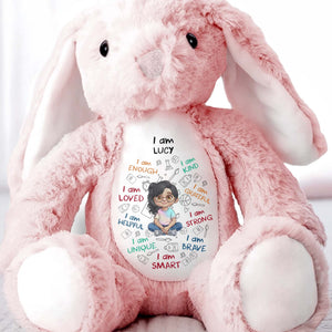 I Am Kind Loved And Smart With Custom Boy Character And Affirmations - Personalized Stuffed Bunny - KID780_BUN