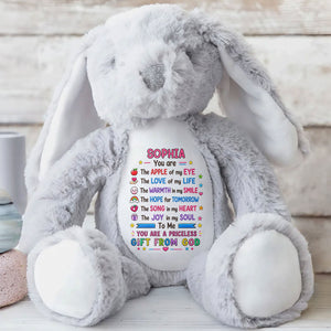 You Are The Apple Of My Eye Priceless Gift From God Rainbow Heart - Personalized Stuffed Bunny - KID783_BUN