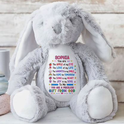 You Are The Apple Of My Eye Priceless Gift From God Rainbow Heart - Personalized Stuffed Bunny - KID783_BUN