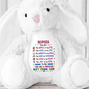 You Are The Apple Of My Eye Priceless Gift From God Rainbow Heart - Personalized Stuffed Bunny - KID783_BUN