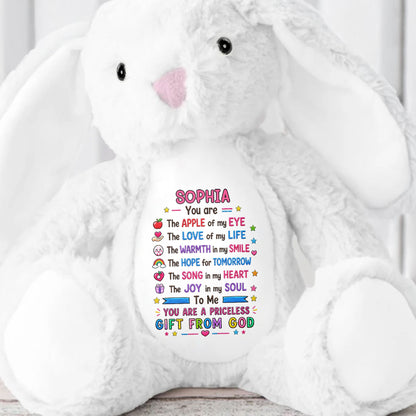 You Are The Apple Of My Eye Priceless Gift From God Rainbow Heart - Personalized Stuffed Bunny - KID783_BUN