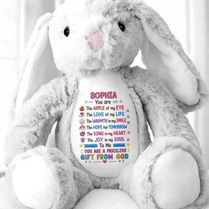 You Are The Apple Of My Eye Priceless Gift From God Rainbow Heart - Personalized Stuffed Bunny - KID783_BUN