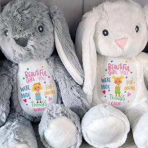Beautiful Girl You Were Made For Amazing Things With Little Girl And Stars - Personalized Stuffed Bunny - KID827_BUN