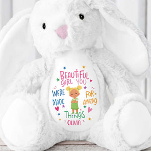 Beautiful Girl You Were Made For Amazing Things With Little Girl And Stars - Personalized Stuffed Bunny - KID827_BUN