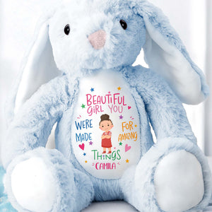 Beautiful Girl You Were Made For Amazing Things With Little Girl And Stars - Personalized Stuffed Bunny - KID827_BUN
