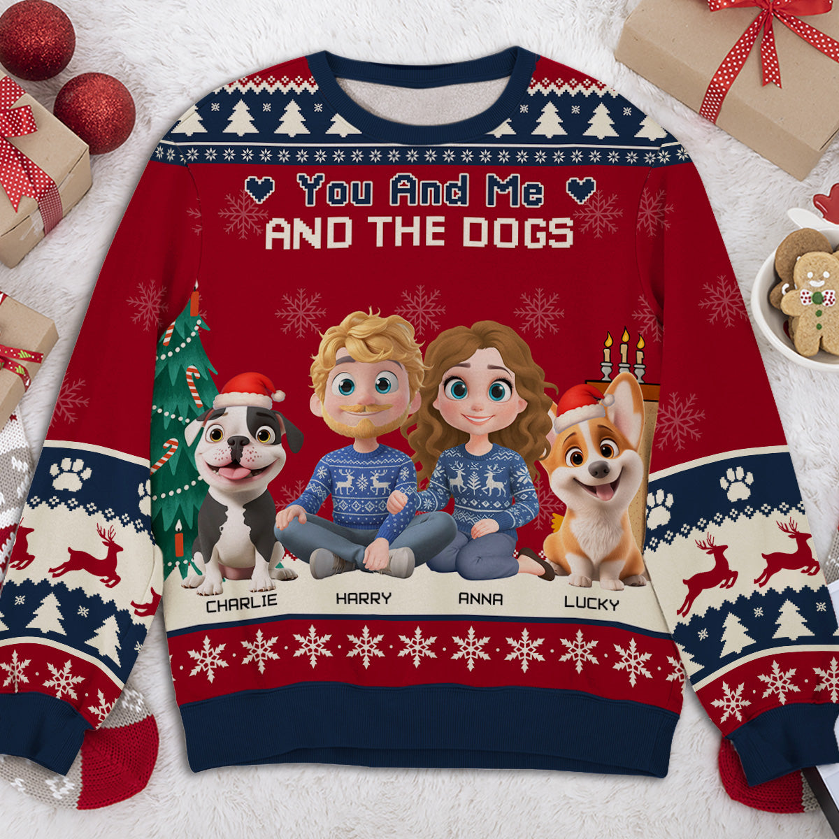You Me Dog Cartoon - Personalized All-Over-Print Sweatshirt