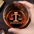 Sipping Justice Scales Of Justice And Gavel Design - Personalized Engraved Whiskey Glass - LAW005_EWG
