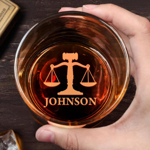 Sipping Justice Scales Of Justice And Gavel Design - Personalized Engraved Whiskey Glass - LAW005_EWG