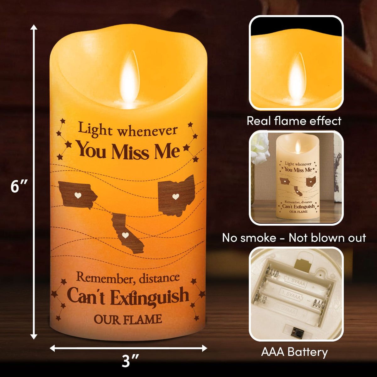 Distance Can Not Extinguish Our Flame - Personalized LED Candle