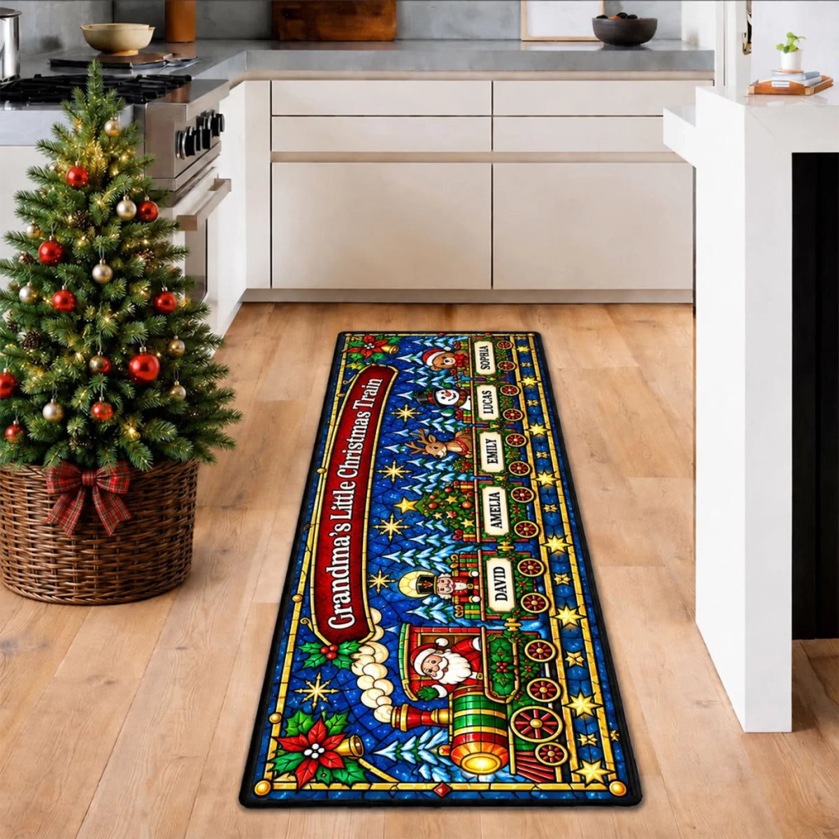 Little Passengers Christmas personalized runner rug