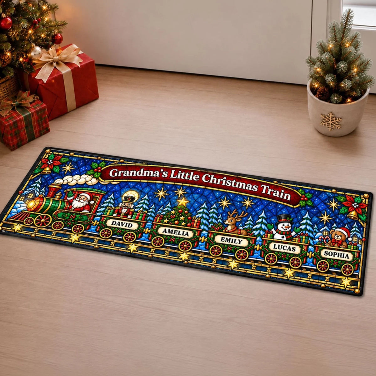 Little Passengers Christmas personalized runner rug