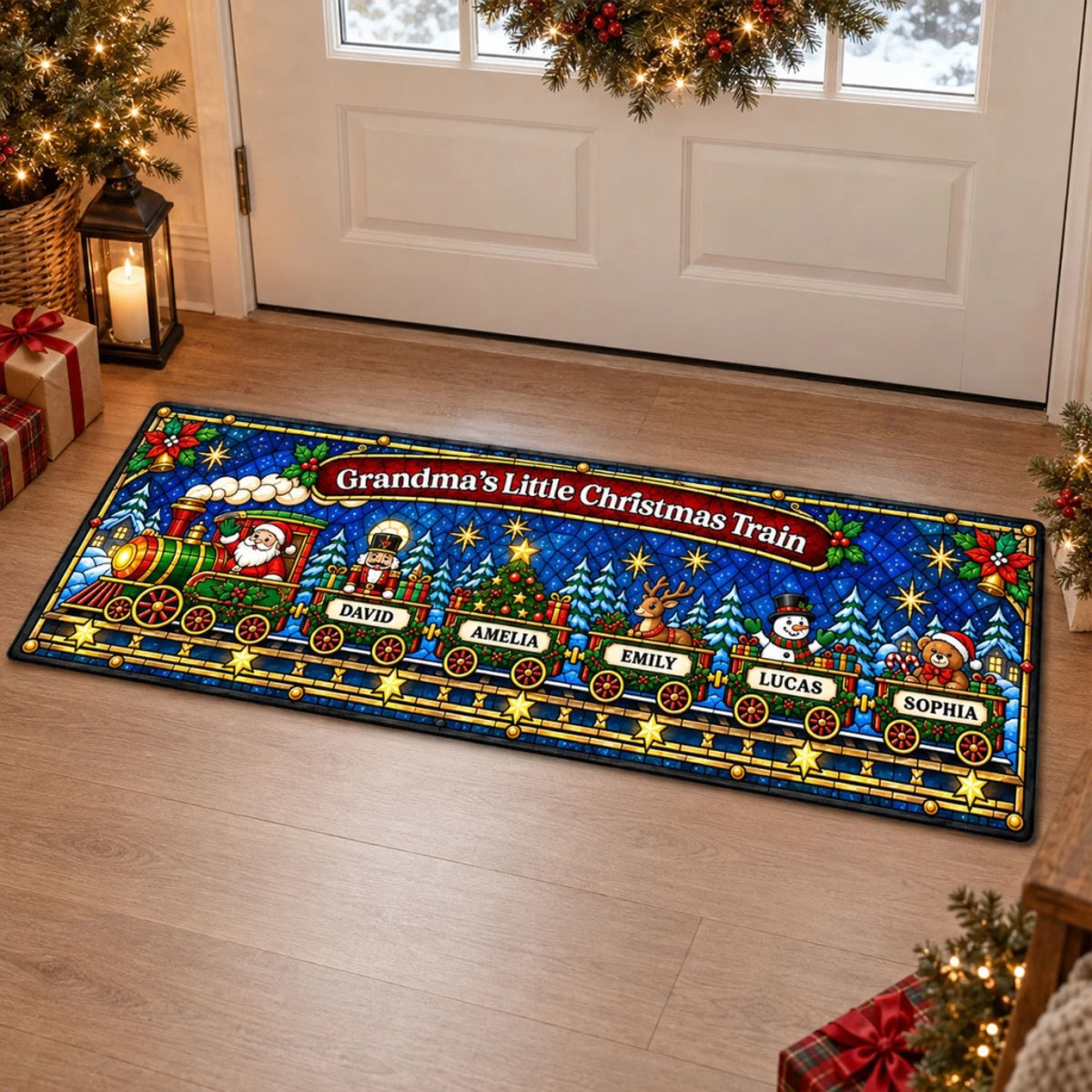 Little Passengers Christmas personalized runner rug