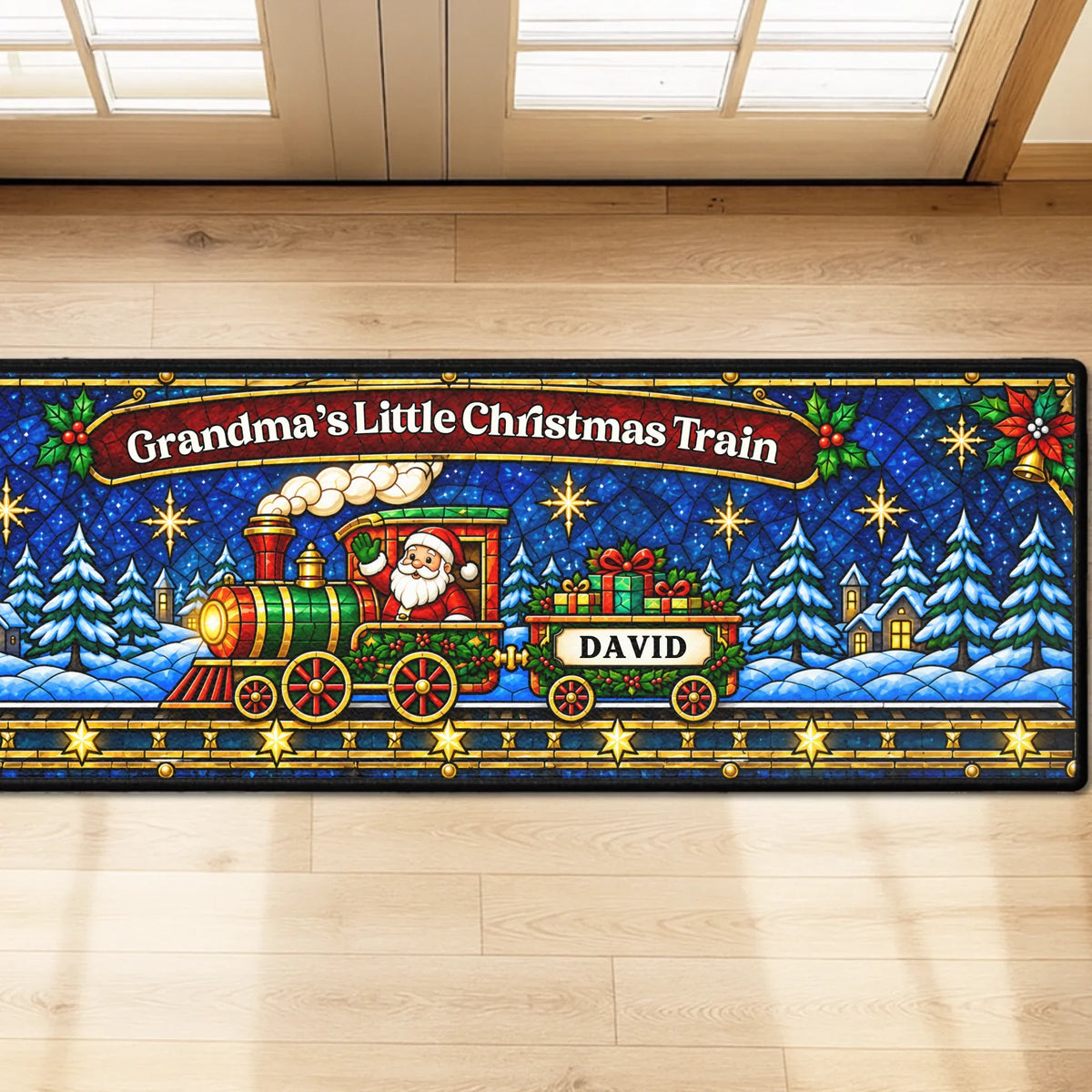 Little Passengers Christmas personalized runner rug