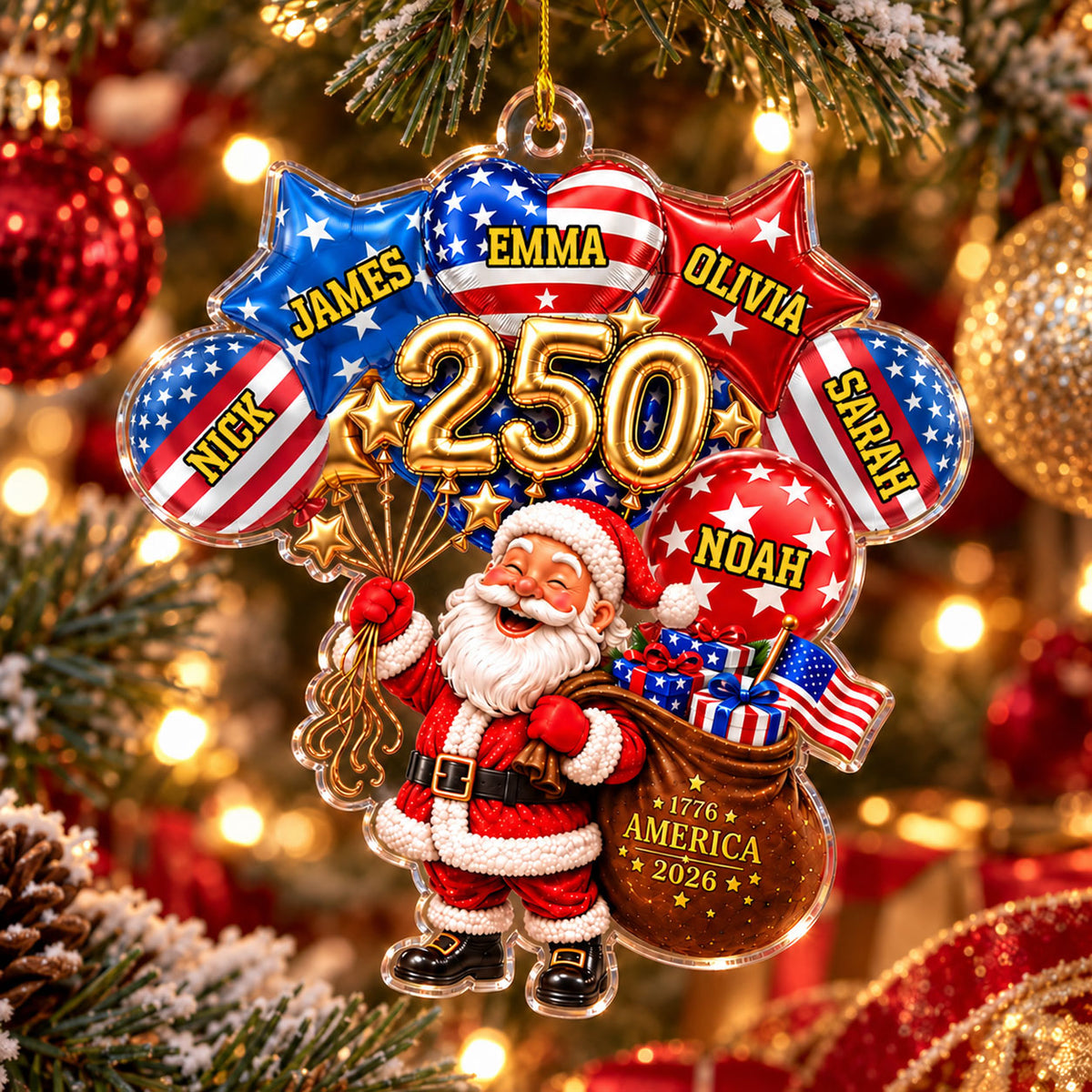 Cheers To 250 American Years - Personalized Acrylic Ornament