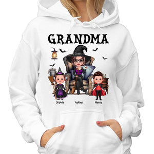 Grandma Witch Sitting On Chair with Kids personalized shirt