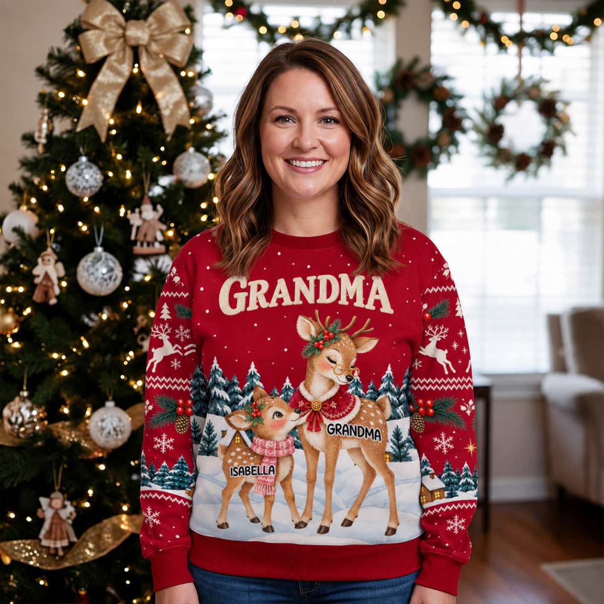 Reindeer Winter Love personalized all-over-print sweatshirt