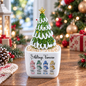 Siblings Forever personalized glass Christmas tree