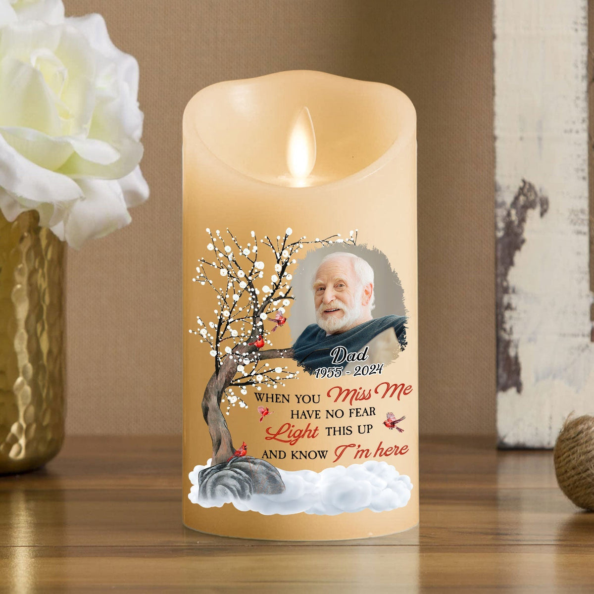 Light This Up And Know I Am Here personalized LED memorial candle