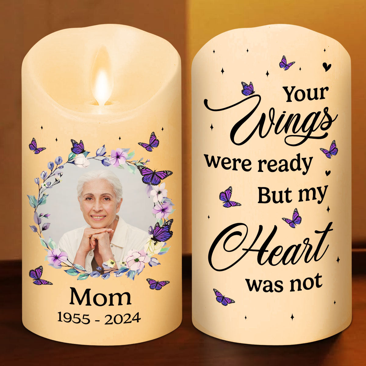 Your Wings Were Ready personalized LED candle