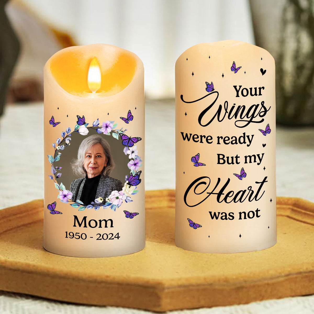 Your Wings Were Ready personalized LED candle