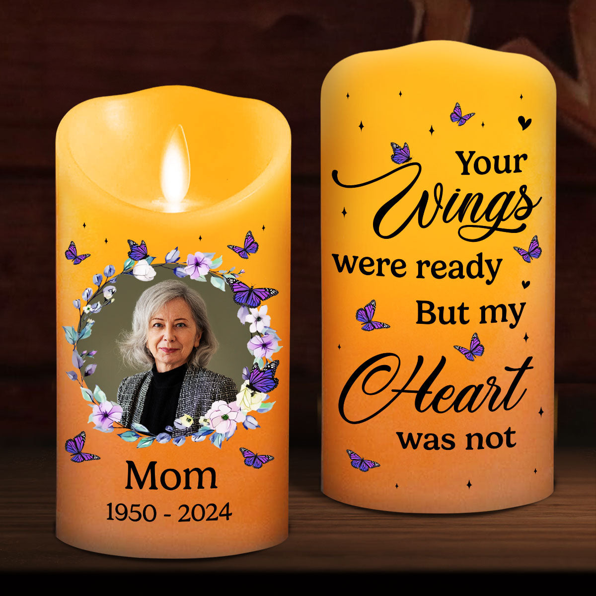 Your Wings Were Ready personalized LED candle
