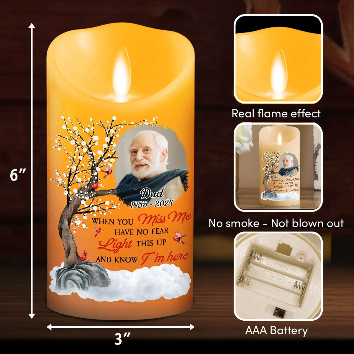 Light This Up And Know I Am Here personalized LED memorial candle