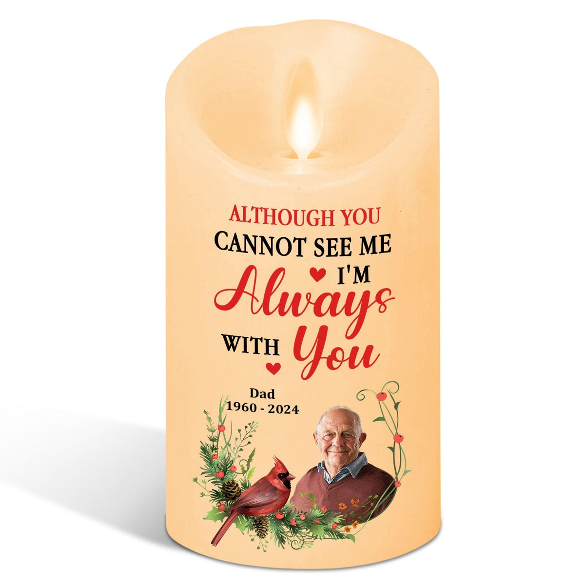 I Am Always With You personalized LED memorial candle