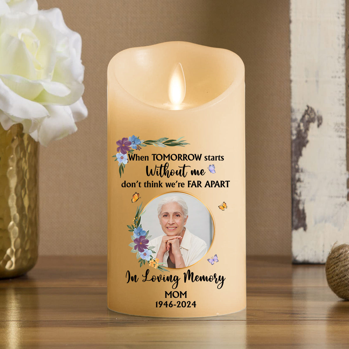 When Tomorrow Starts personalized LED candle