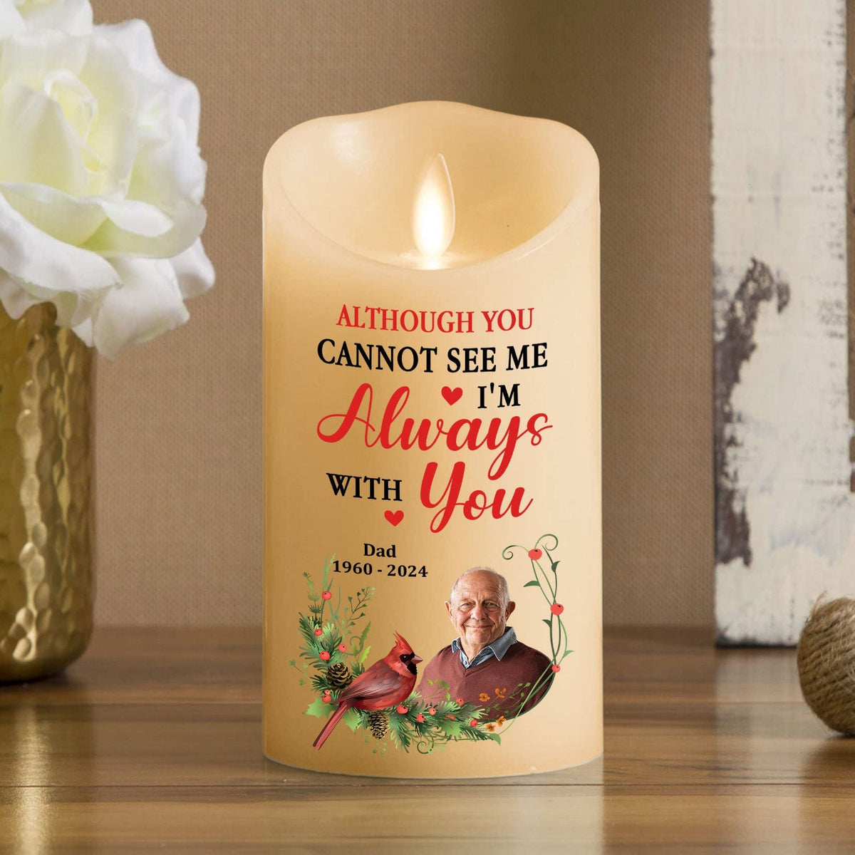 I Am Always With You personalized LED memorial candle