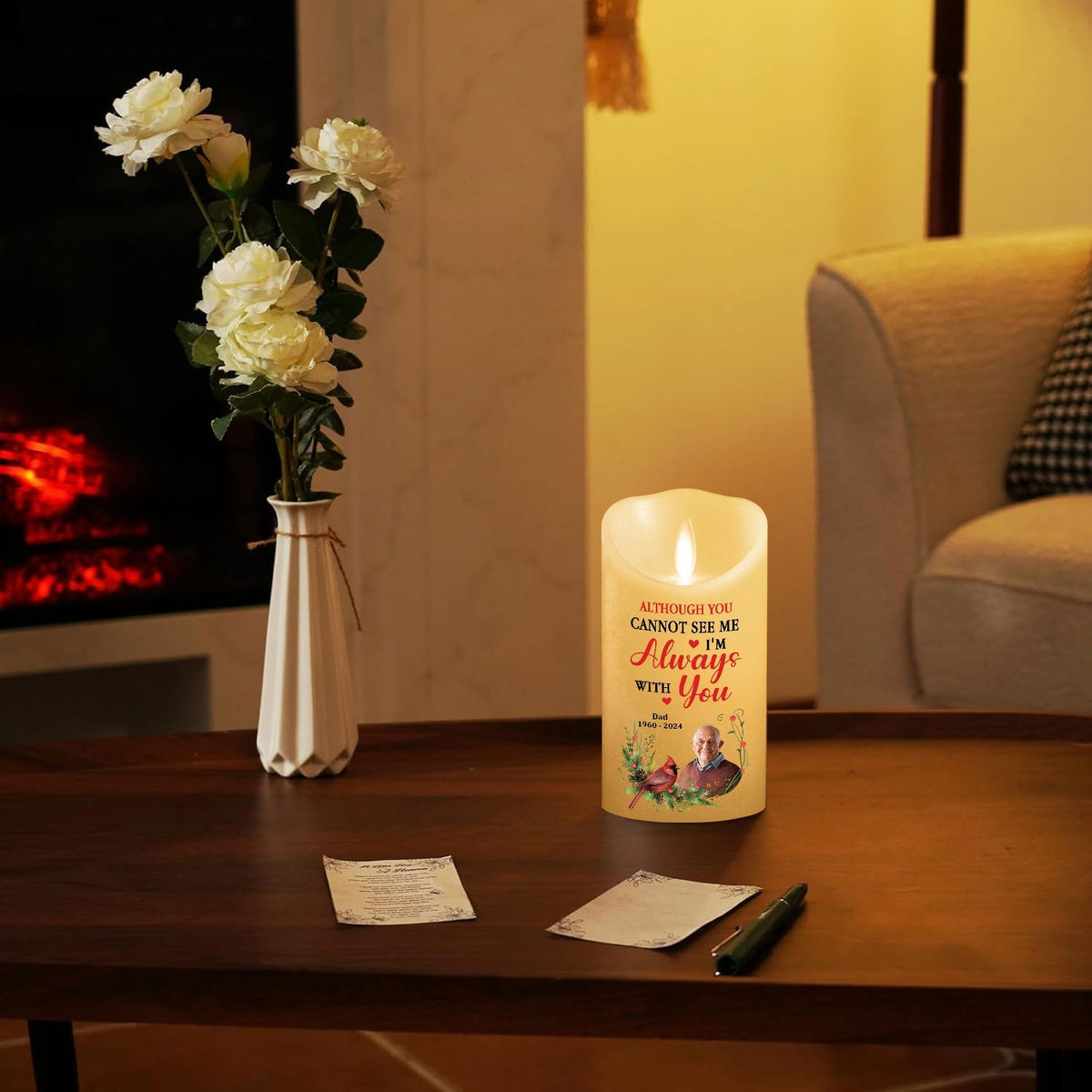 I Am Always With You personalized LED memorial candle