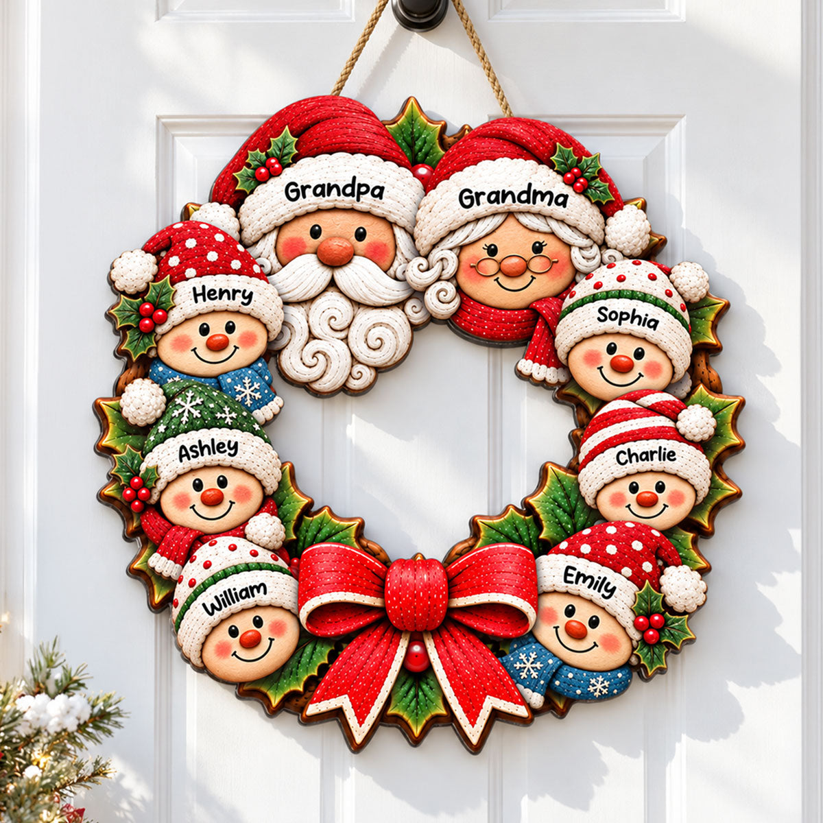 Grandkids Wreath personalized wood sign