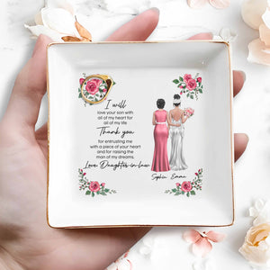 I Will Love Your Son, Roses And Women In Dresses - Personalized Custom Jewelry Dish, Square Ceramic Dish - MOLA002_SCRD