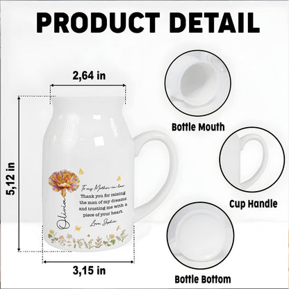 Thank You For Raising The Man Of My Dreams, Flowers And Butterflies Design - Personalized Ceramic Flower Vase