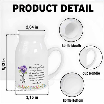 To My Mother-In-Law, Thank You, Love And Flowers - Personalized Ceramic Flower Vase