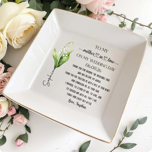 To My Mother In Law On My Wedding Day Flower Dish - Personalized Custom Jewelry Dish, Square Ceramic Dish - MOLA012_SCRD
