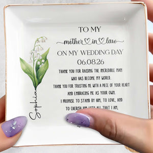 To My Mother In Law On My Wedding Day Flower Dish - Personalized Custom Jewelry Dish, Square Ceramic Dish - MOLA012_SCRD