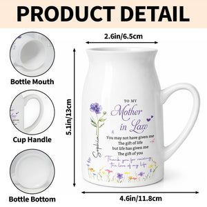To My Mother In Law Gift Of You Birth Month Flower - Personalized Ceramic Flower Vase