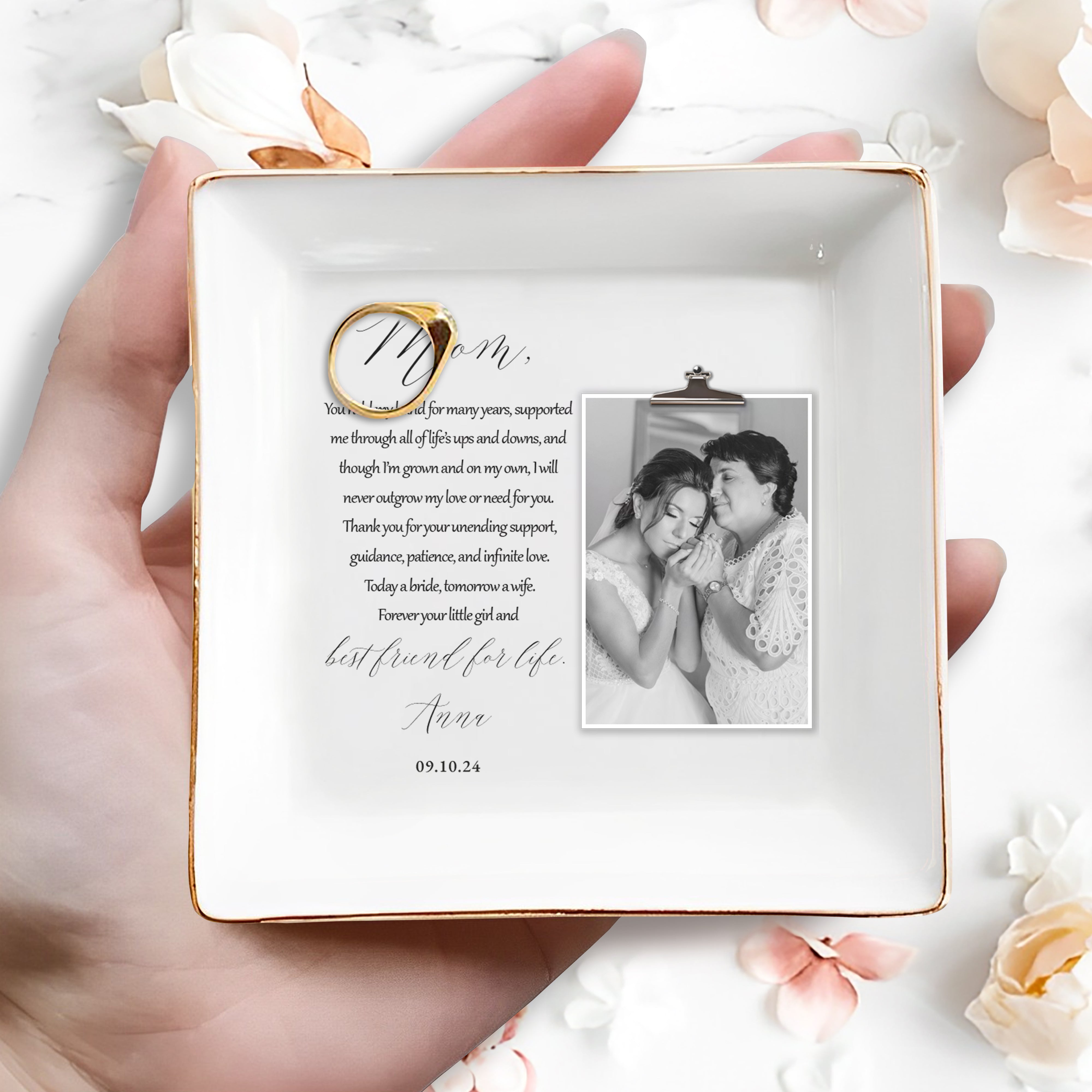 Forever Your Daughter And Friend Jewelry Dish - Personalized Custom Jewelry Dish - MOM001_SCRD