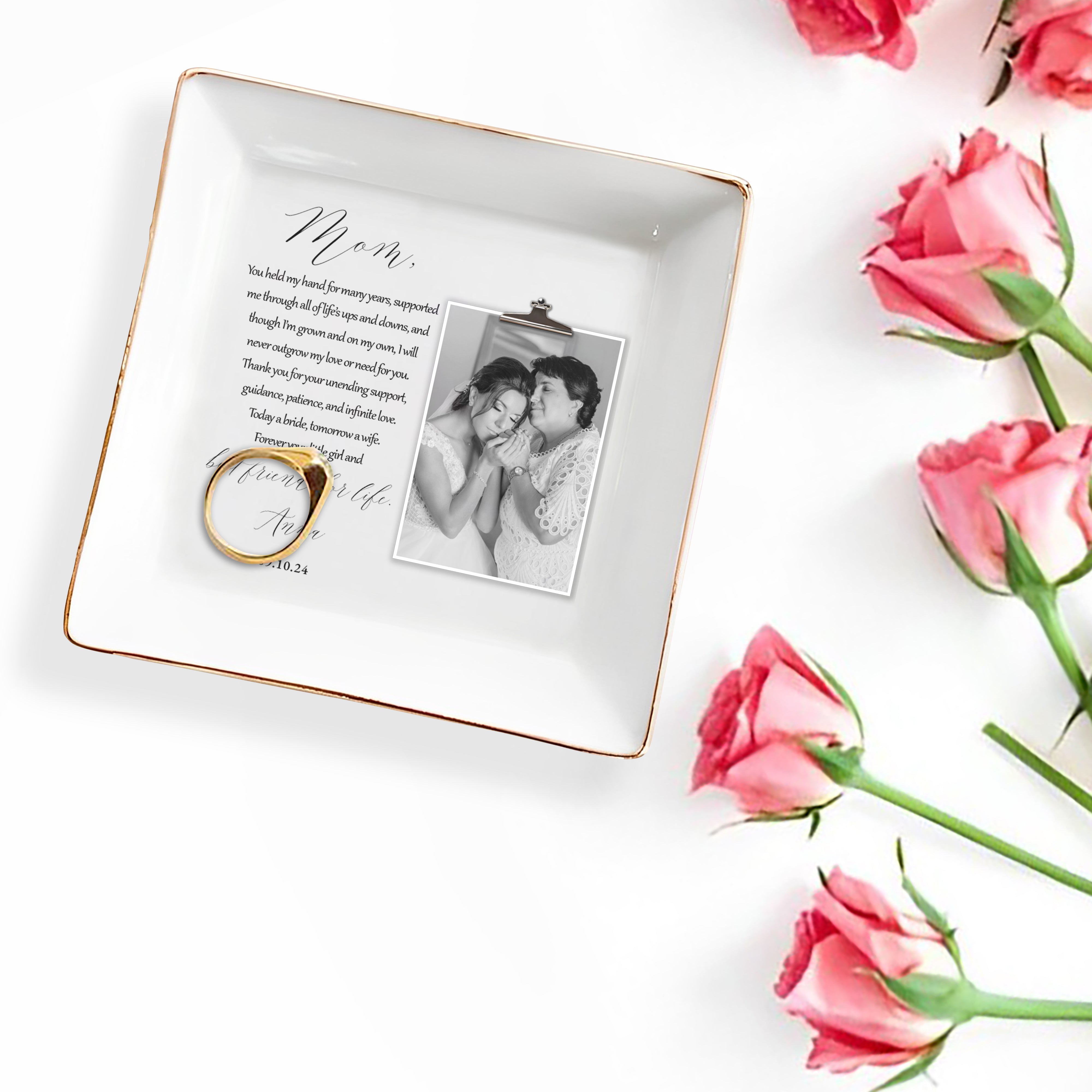 Forever Your Daughter And Friend Jewelry Dish - Personalized Custom Jewelry Dish - MOM001_SCRD