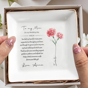To My Mom On My Wedding Day Infinite Love Jewelry Dish - Personalized Custom Jewelry Dish - MOM004_SCRD