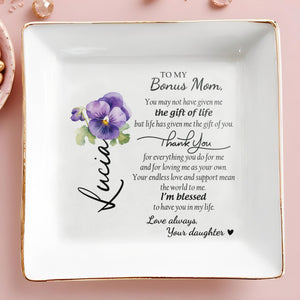 To My Bonus Mom, Thank You For Everything - Personalized Custom Jewelry Dish - MOM008_SCRD