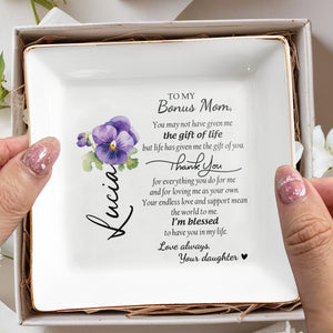 To My Bonus Mom, Thank You For Everything - Personalized Custom Jewelry Dish - MOM008_SCRD
