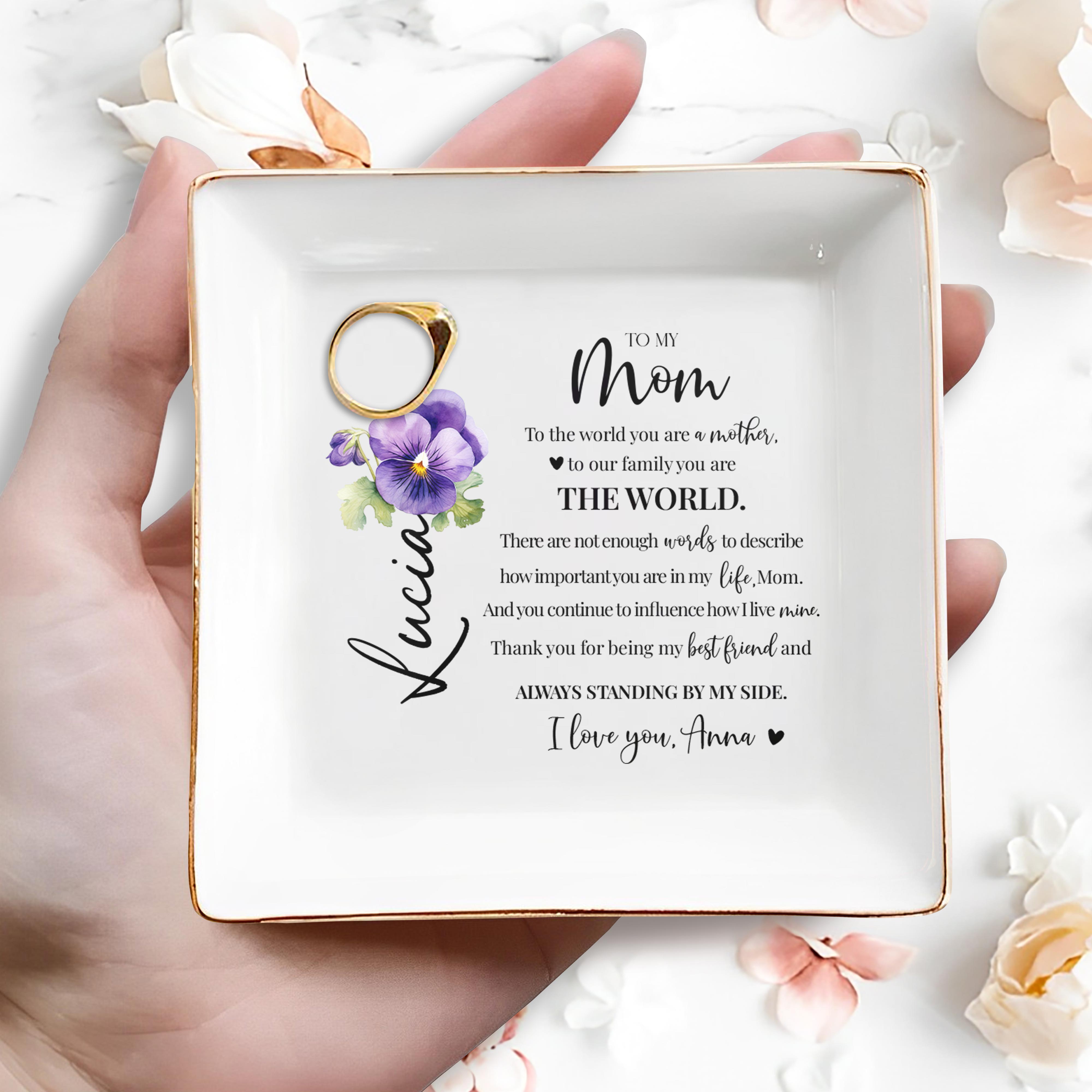 To Our Family You Are The World - Personalized Custom Jewelry Dish - MOM012_SCRD