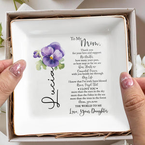 Love And Support Mom Jewelry Dish With Flower Design - Personalized Custom Jewelry Dish - MOM017_SCRD