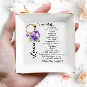 Eternal Love For Mother With Purple Flowers - Personalized Custom Jewelry Dish - MOM018_SCRD