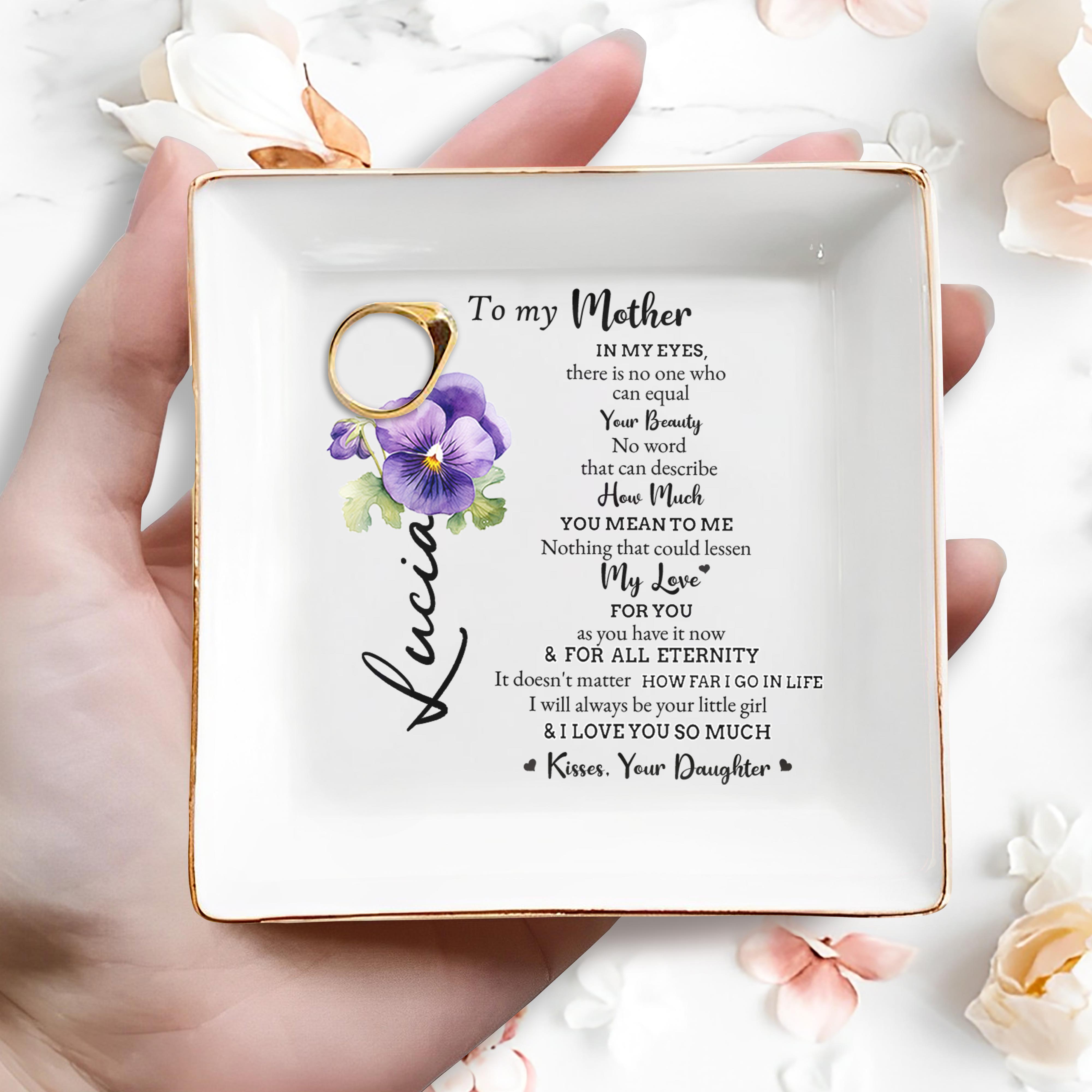 Eternal Love For Mother With Purple Flowers - Personalized Custom Jewelry Dish - MOM018_SCRD