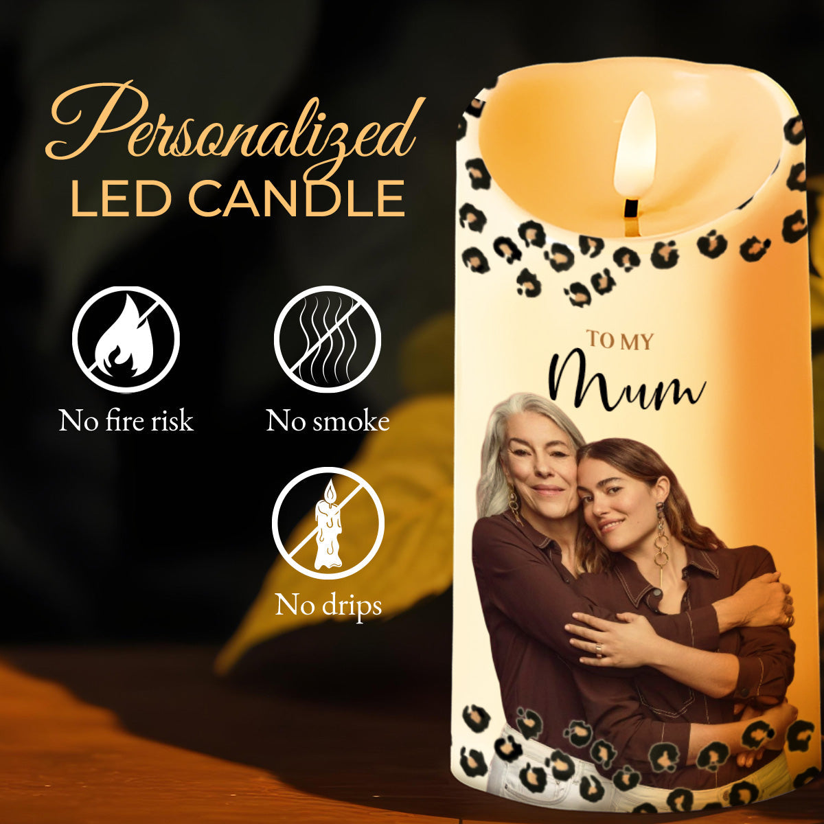 To My Mum Strength And Inspiration Leopard Print - Personalized Custom LED Candle - MOM023_LECA