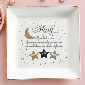 Whole Night Sky Stars And Moon Love Message - Personalized Custom Jewelry Dish - MOM028_SCRD